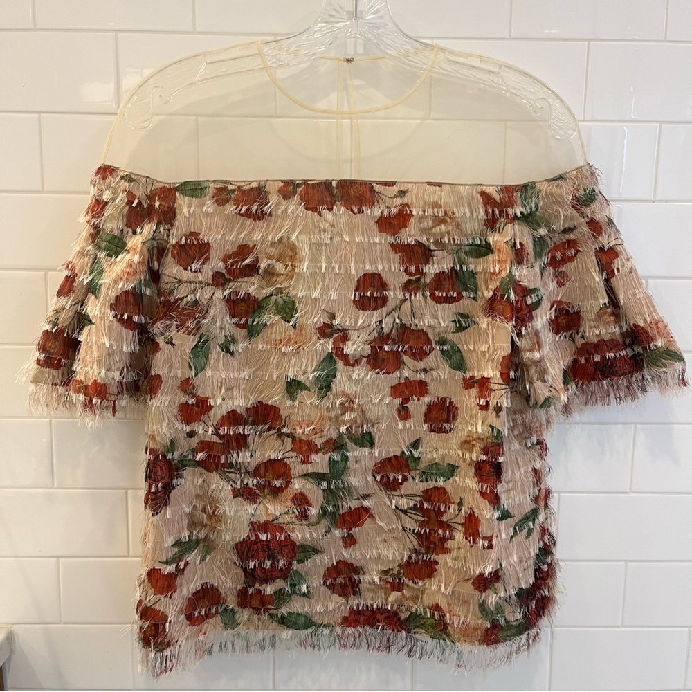 Mother of Pearl matching set rose floral top and skirt XS S wedding cocktail set